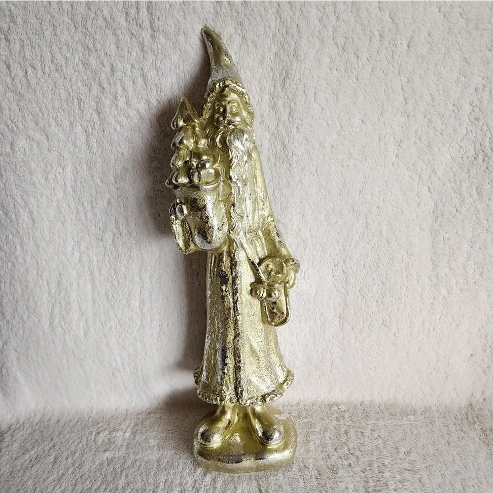 New shimmered Santa with Bag and Christmas tree Figurine 15 in long